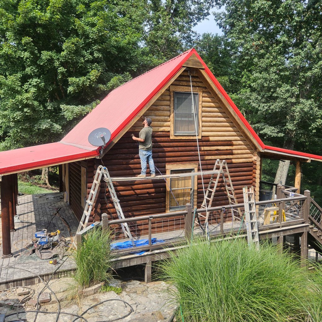 log home staining services