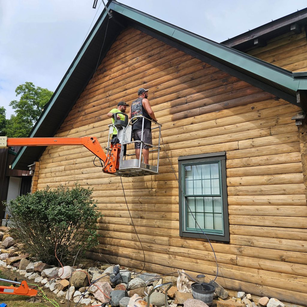 log home staining company seal a log home