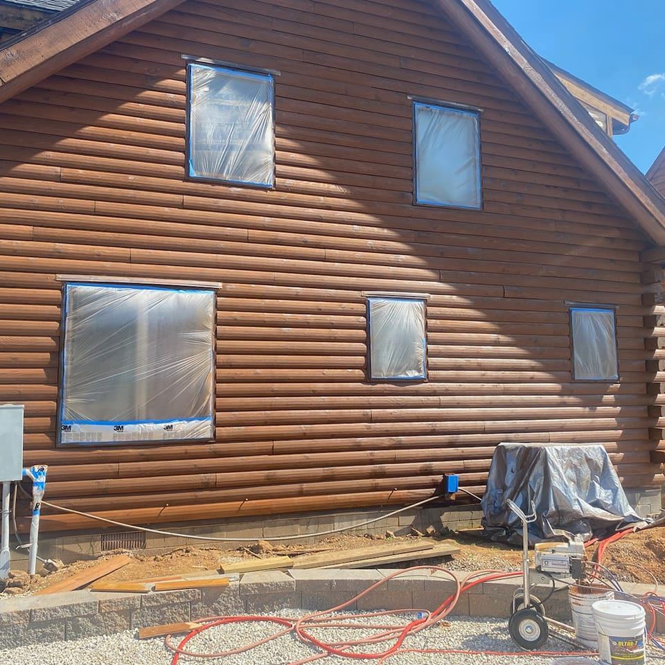 light brown log cabin stain